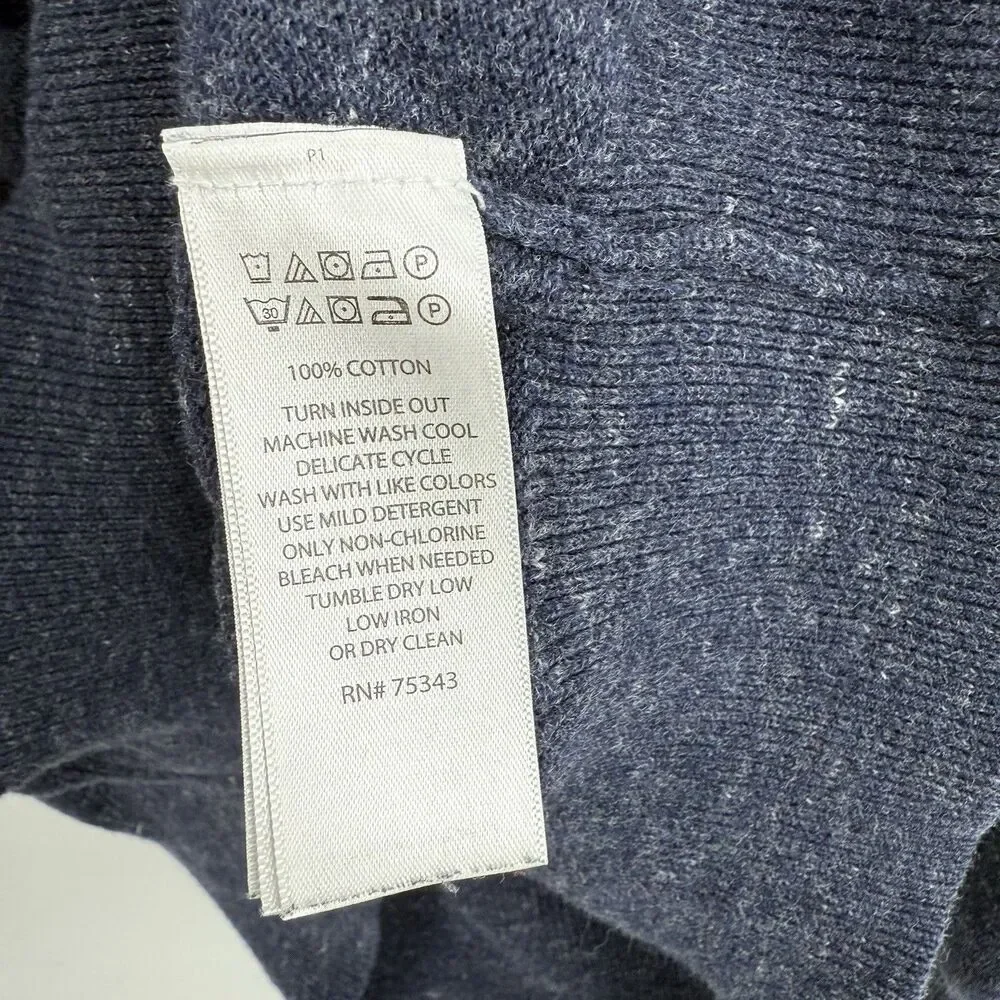 Porter & Ash Henley Sweater Mens Size M Blue Long Sleeve Casual Preppy